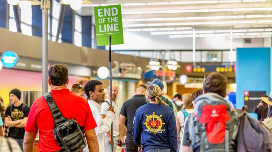Security lines at SEA Airport.
