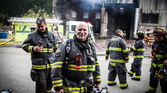 Firefighters in uniform.