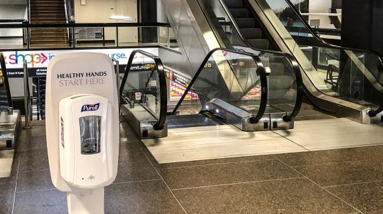Contact-free hand sanitizer at SEA.