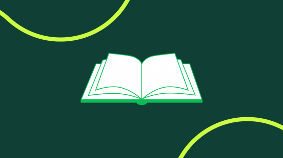 Graphic with a green open‑book icon centered on a dark green background, featuring curved lime‑green accents and the SEA Seattle‑Tacoma International Airport logo in the lower left corner.