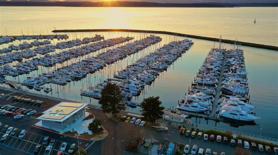 Aerial of Shilshole Bay Marina and new restroom and laundry facilities