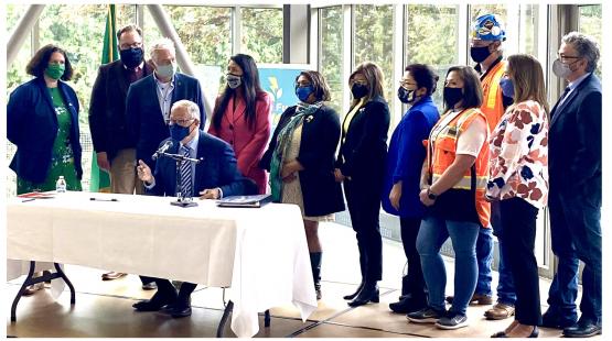 Governor Jay Inslee of Washington state signs bill in Olympia on May 17 2021