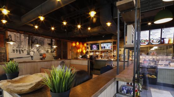 Inside of Bambuza as diners enjoy meals.