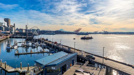 View of Puget Sound from Pier 66 in Seattle.