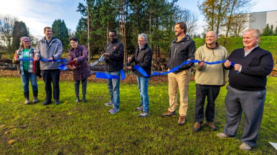 Ribbon-cutting ceremony celebrating the completion of a significant Miller Creek Restoration project