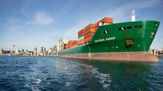 Westwood Rainier cargo ship in Elliott Bay.