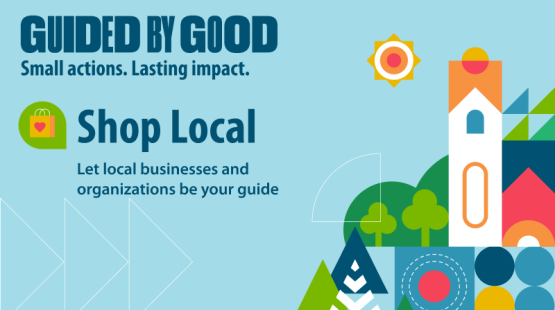 Guided by Good banner highlighting Shop Local