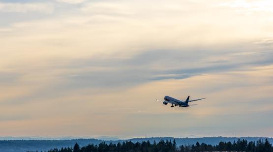 Airplane takes off from SEA Airport